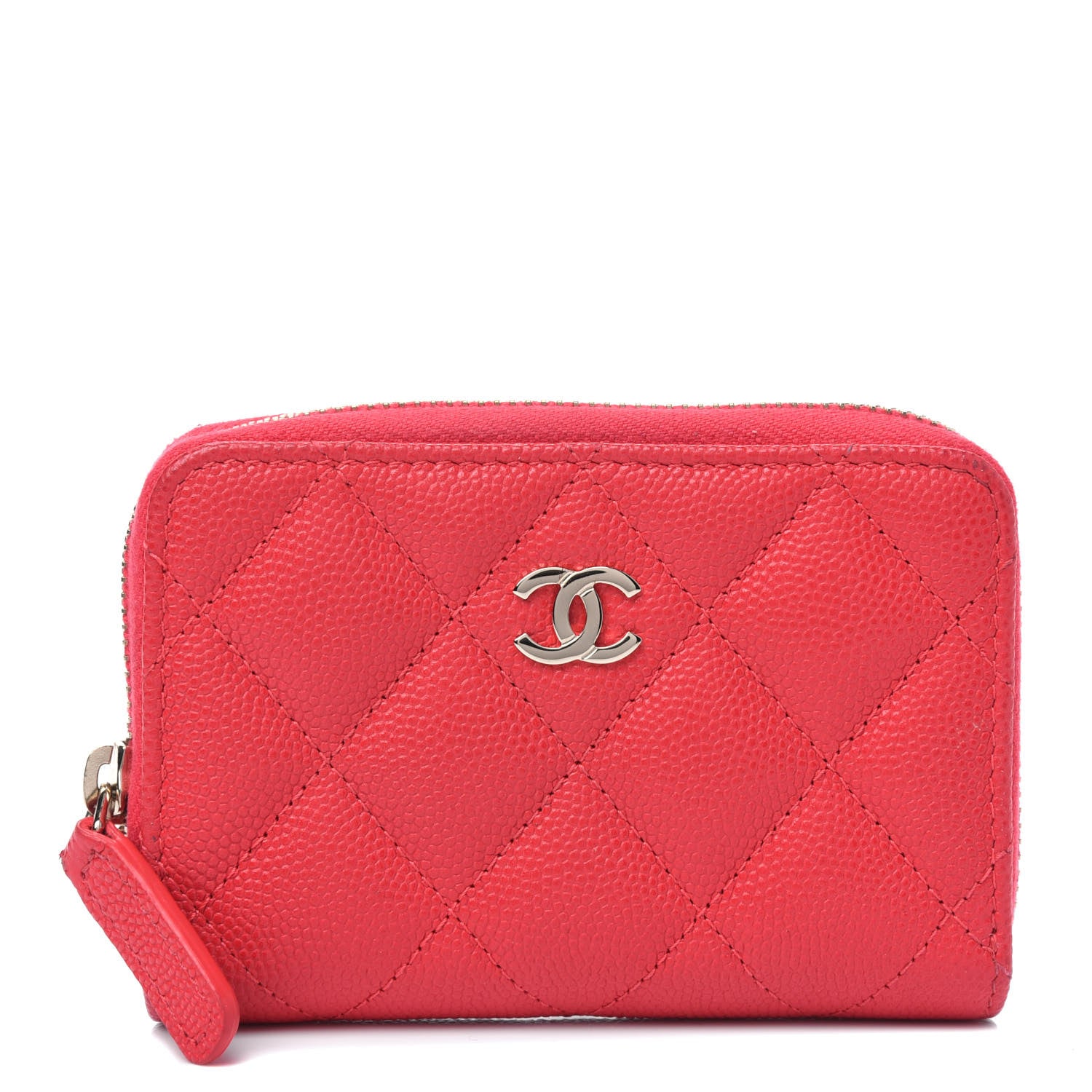 Chanel Caviar Quilted Zip Coin Purse Red 1 of 5