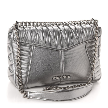 Miu Miu Nappa Matelasse Biker Shoulder Bag Cromo 3 of 10