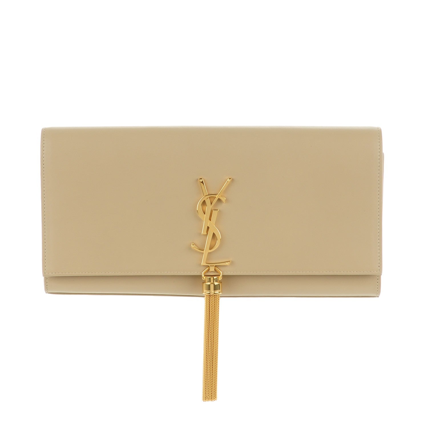 Saint Laurent Calfskin Classic Monogram Tassel Clutch Nude 1 of 8