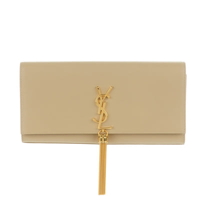 Saint Laurent Calfskin Classic Monogram Tassel Clutch Nude 1 of 8
