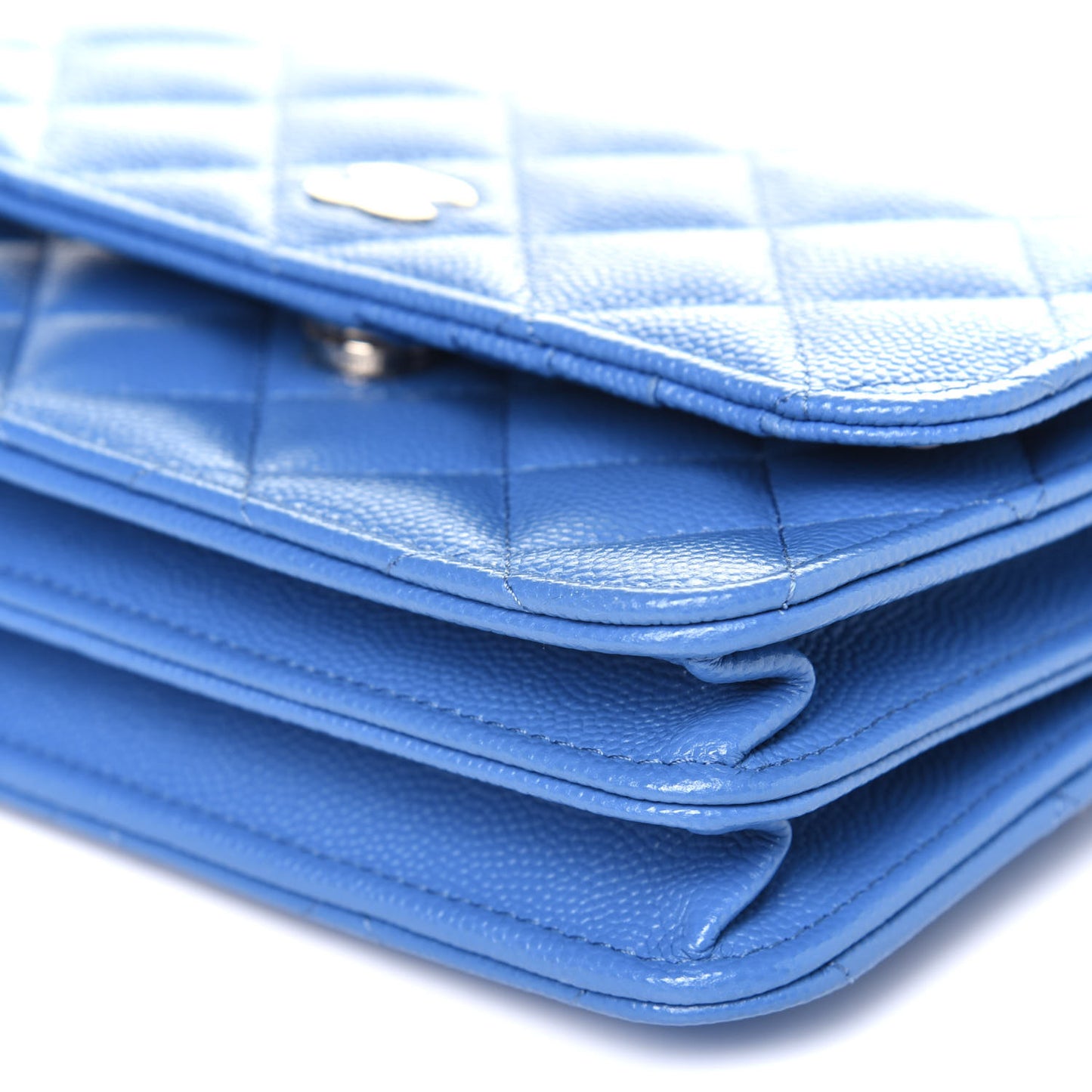 Caviar Quilted Mini Wallet On Chain WOC Blue
