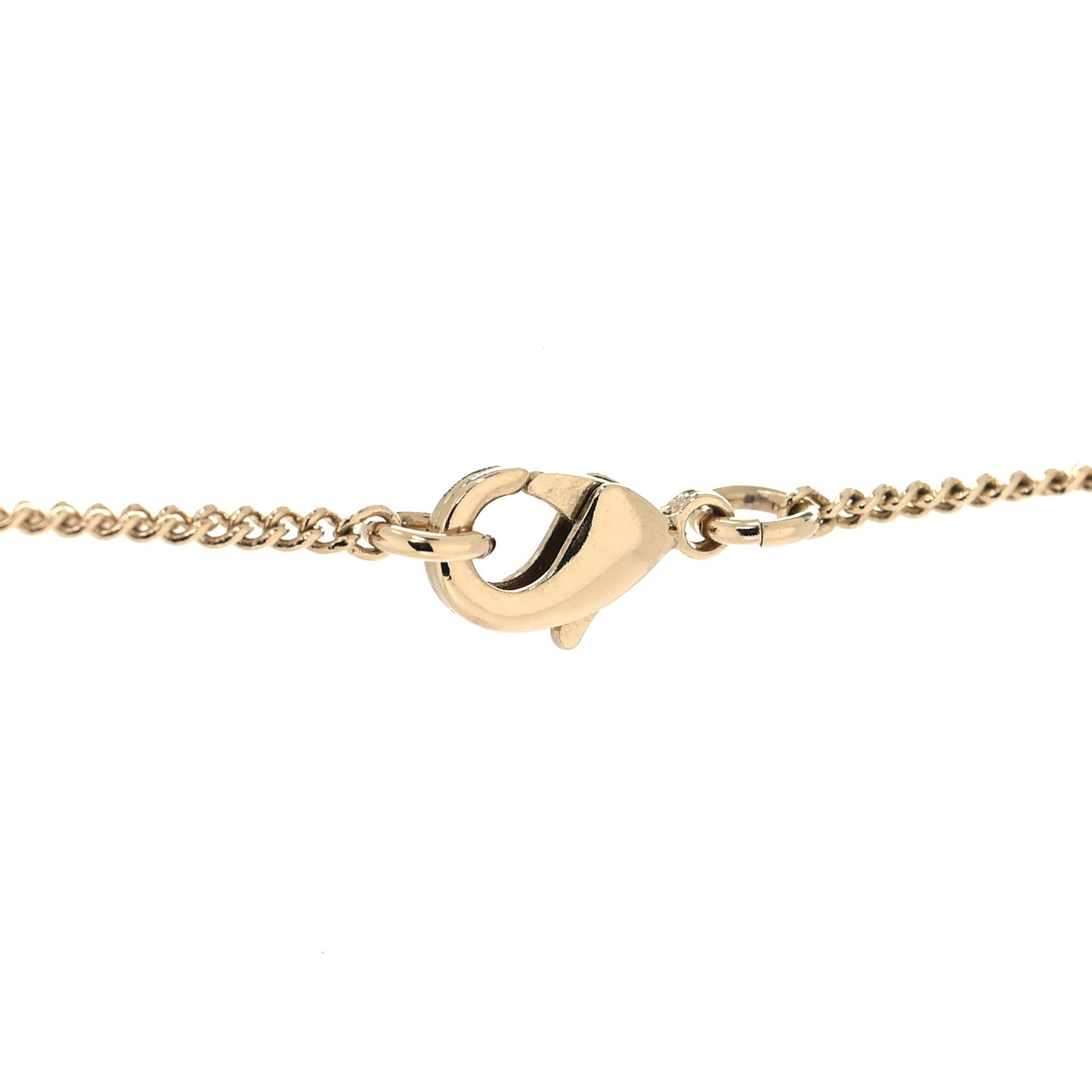 Crystal Pearl Lock CC Necklace Gold