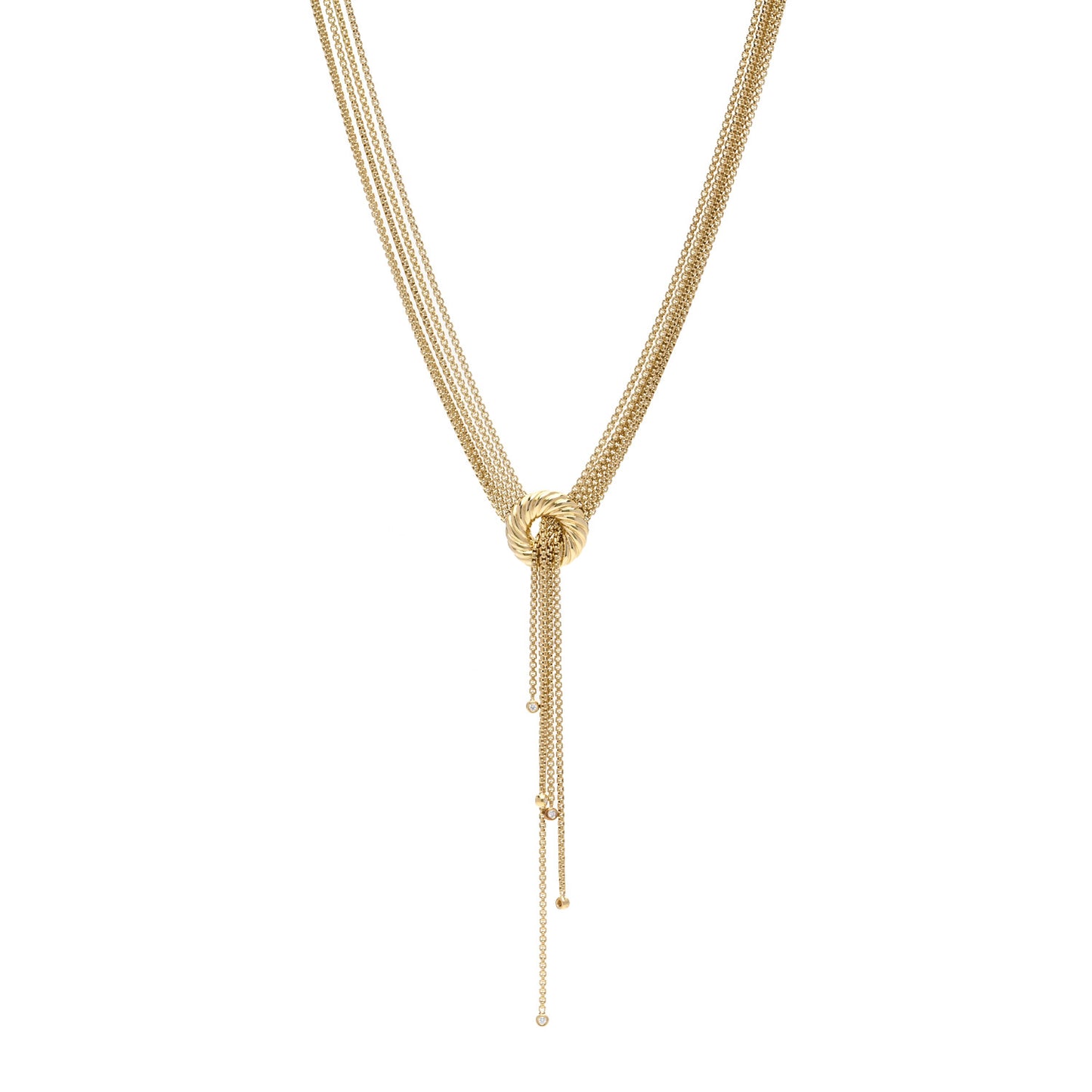 18K Yellow Gold Diamond Five Strand Lariat Tassel Necklace