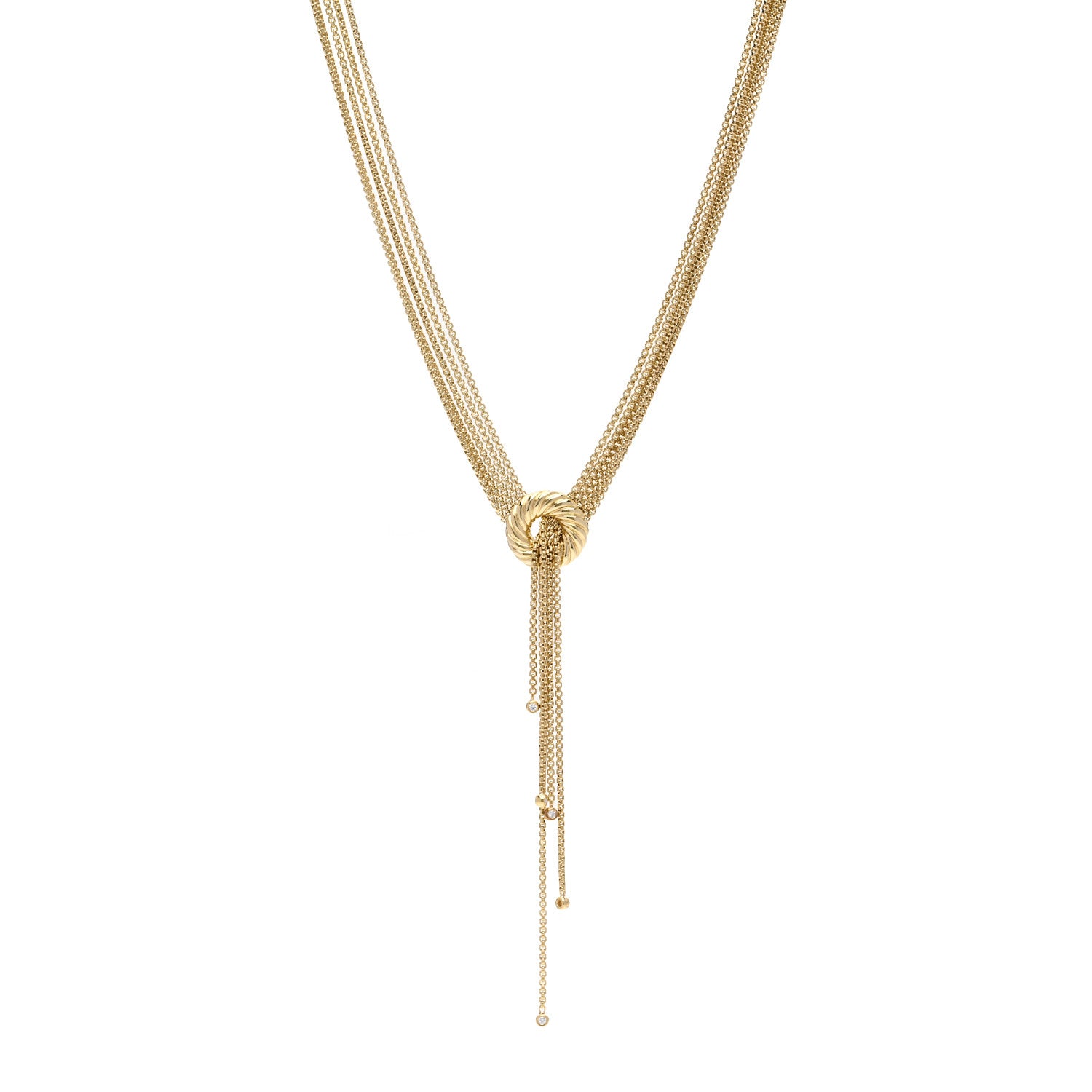 David Yurman 18K Yellow Gold Diamond Five Strand Lariat Tassel Necklace 1 of 4