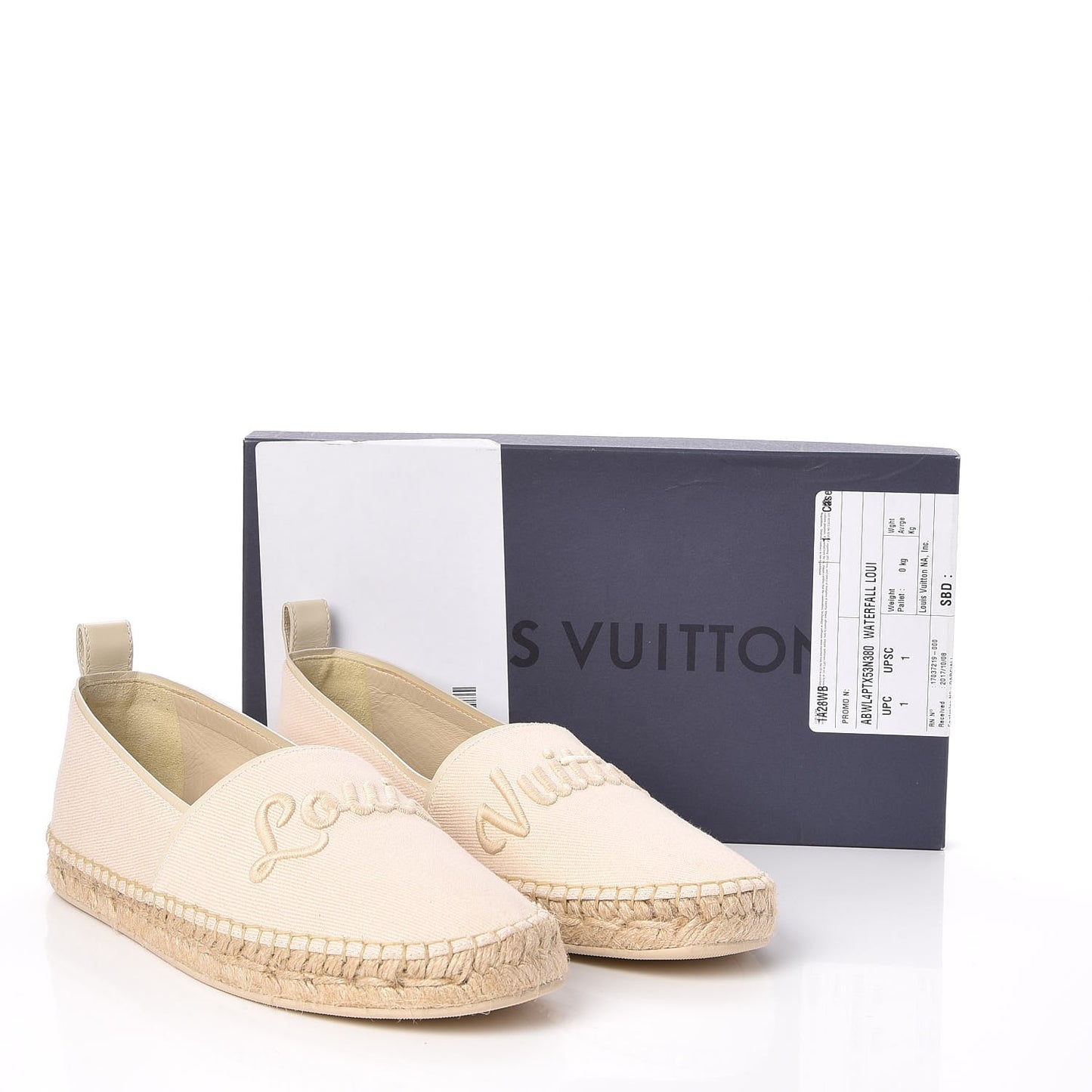 Canvas Waterfall Espadrille Flats 38 Ecru