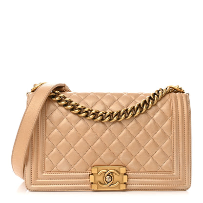 Chanel Pearl Calfskin Medium Boy Flap Gold 1 of 12