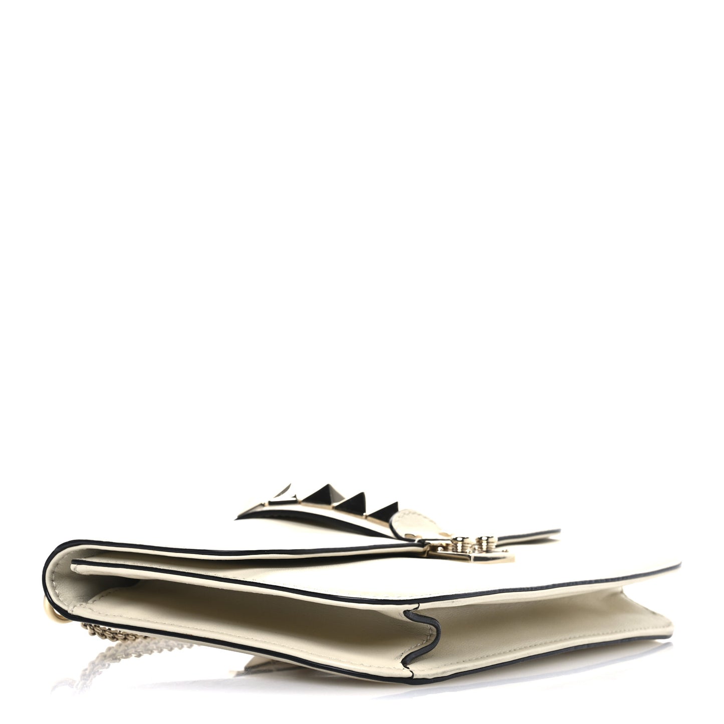 Vitello Medium Glam Lock Rockstud Flap Light Ivory