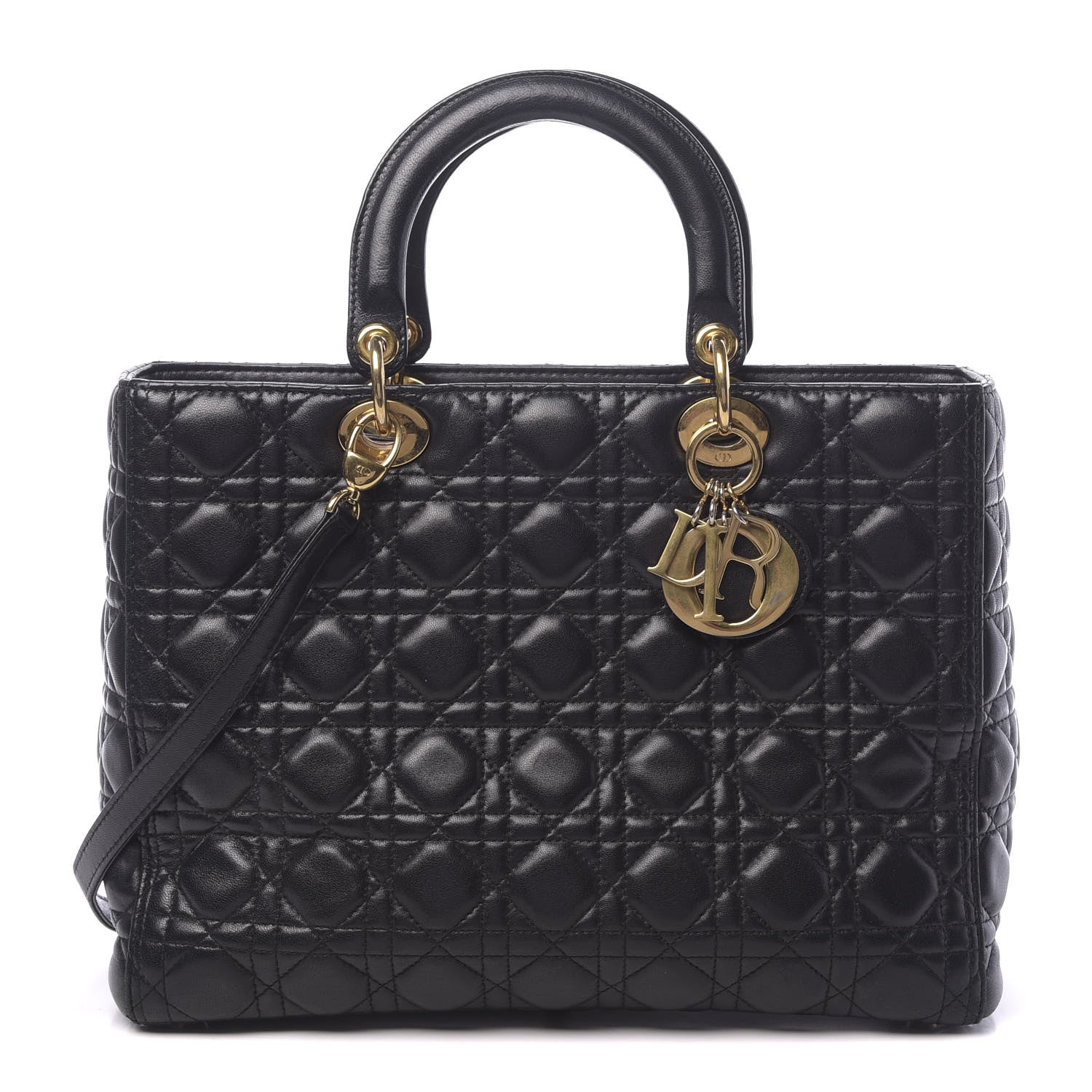 Christian Dior Lambskin Cannage Large Lady Dior Black 1 of 16