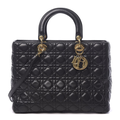 Christian Dior Lambskin Cannage Large Lady Dior Black 1 of 16