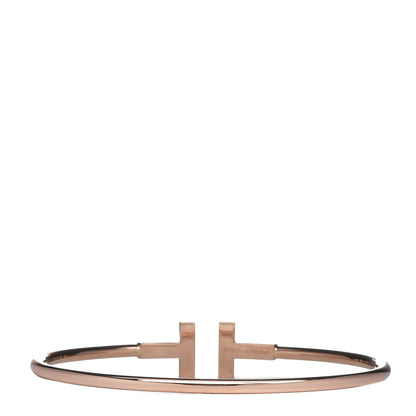 Tiffany 18K Rose Gold Diamond T Wire Bracelet 3 of 5