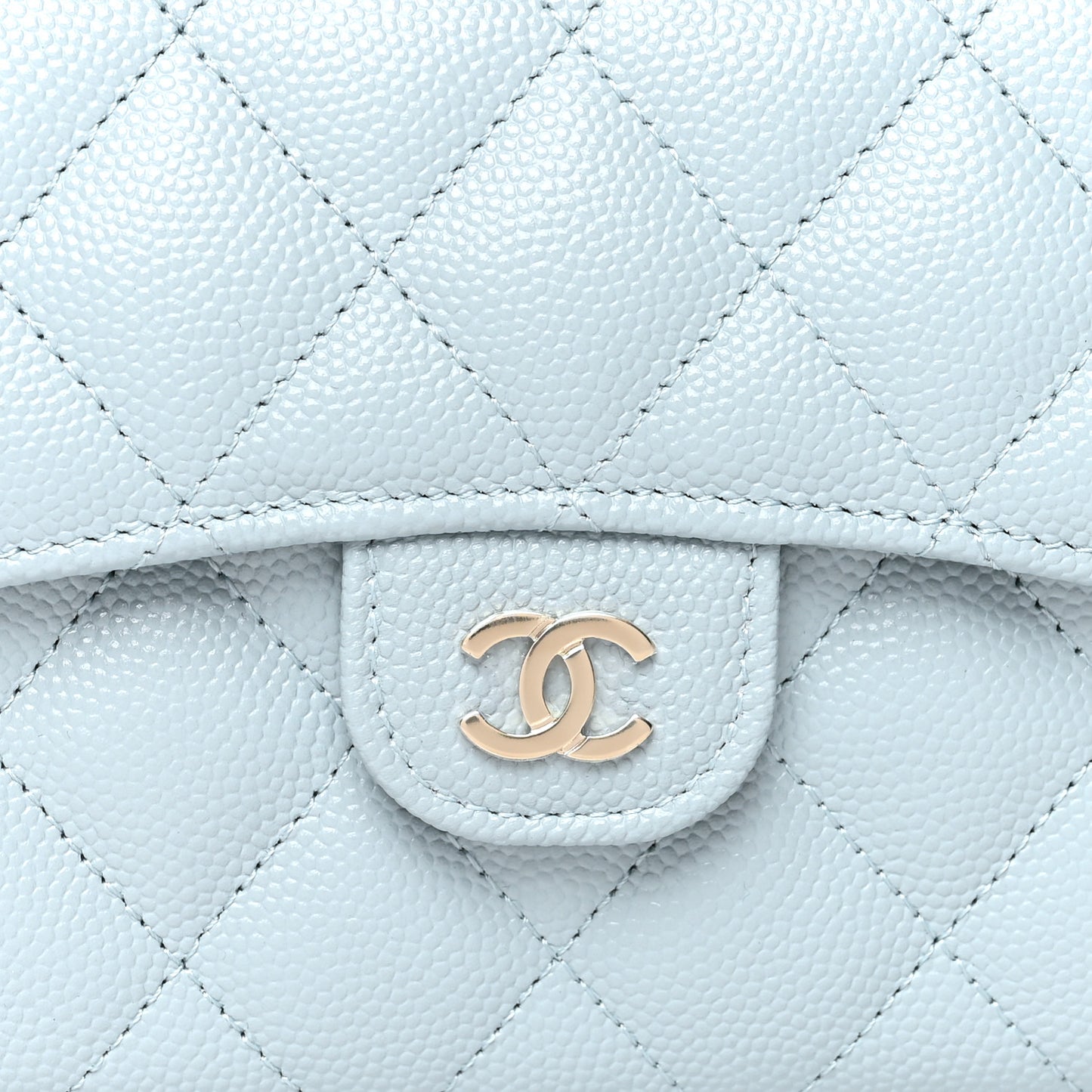 Caviar Quilted Compact Flap Wallet Light Blue