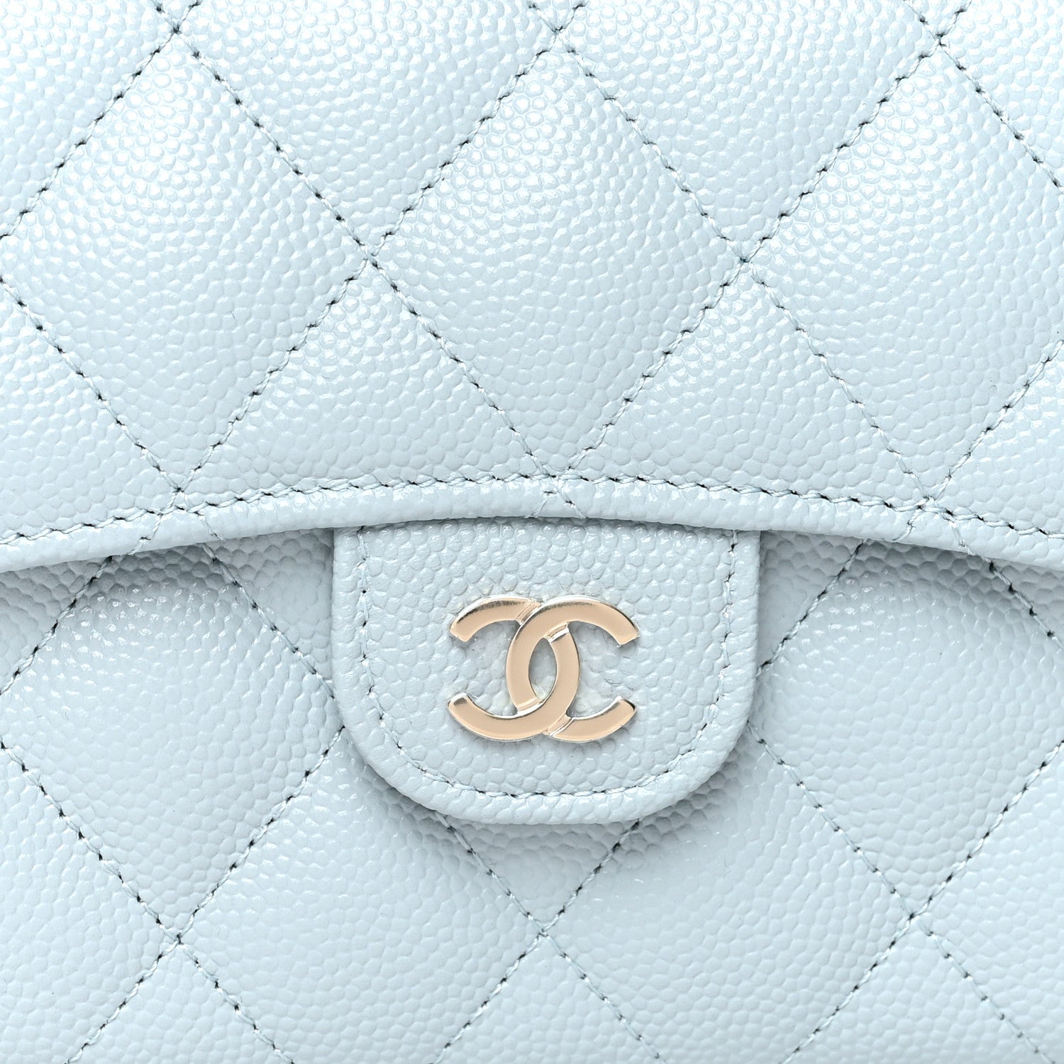 Chanel Caviar Quilted Compact Flap Wallet Light Blue 9 of 10
