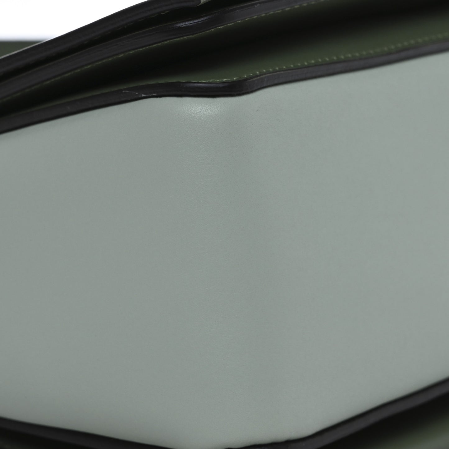 Shiny Smooth Calfskin Medium Frame Shoulder Bag Olive Pastel Green