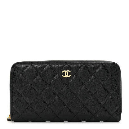 Chanel Caviar Quilted Large Gusset Zip Around Wallet Black 1 of 8
