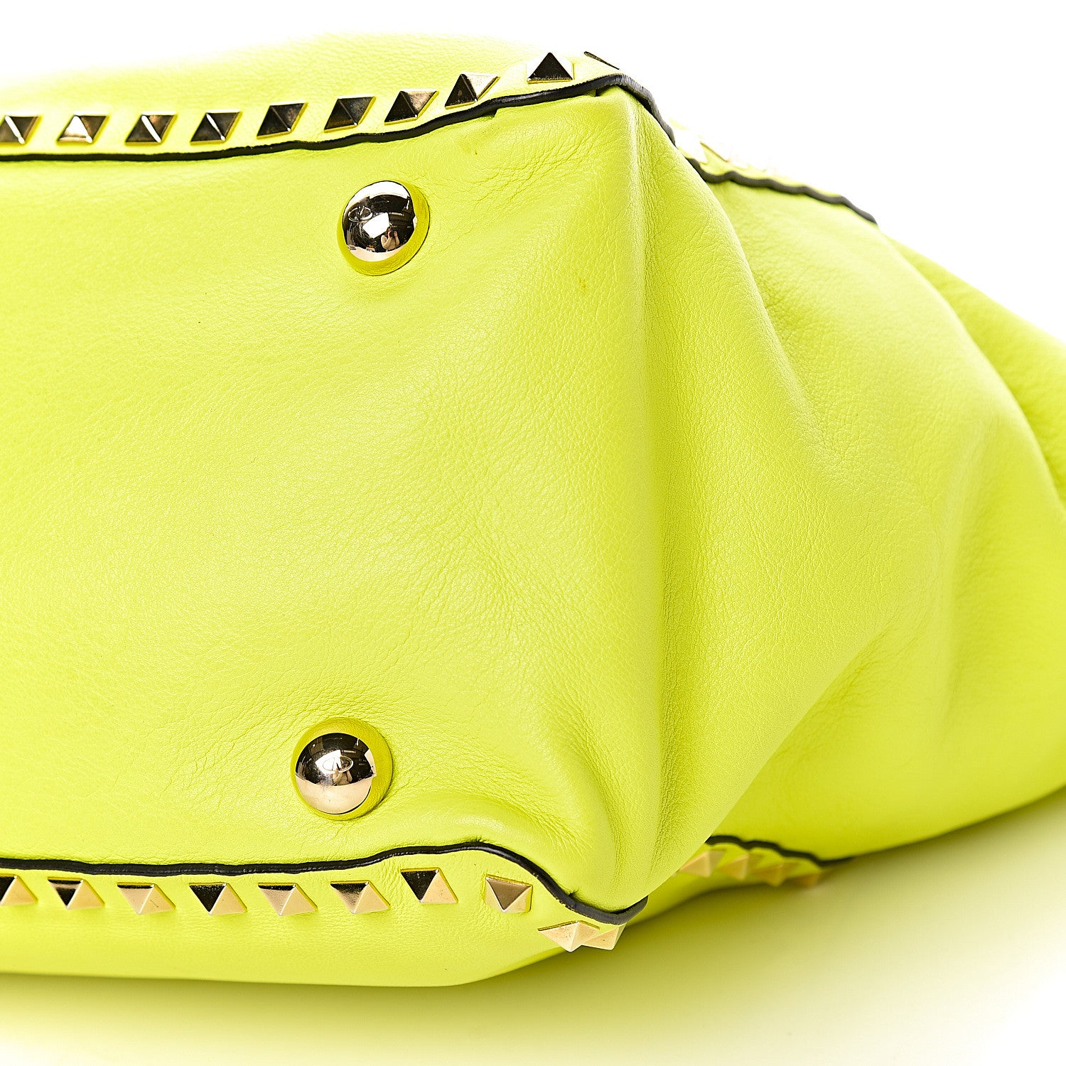Valentino Garavani Vitello Medium Rockstud Tote Yellow Fluo 9 of 11