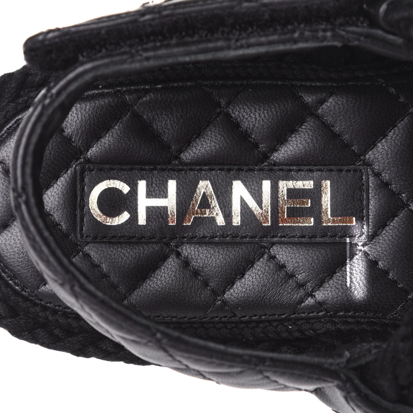 Cord Lambskin Quilted Logo Sandals 39 Black