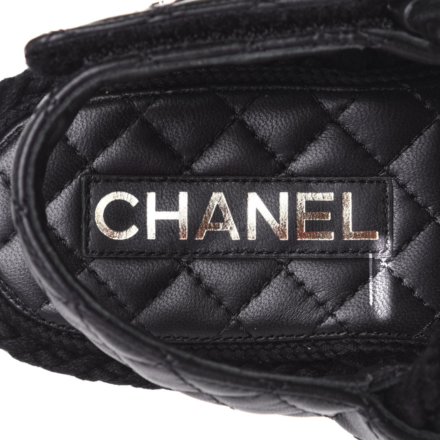 Chanel Cord Lambskin Quilted Logo Sandals 39 Black 9 of 11