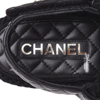 Chanel Cord Lambskin Quilted Logo Sandals 39 Black 9 of 11