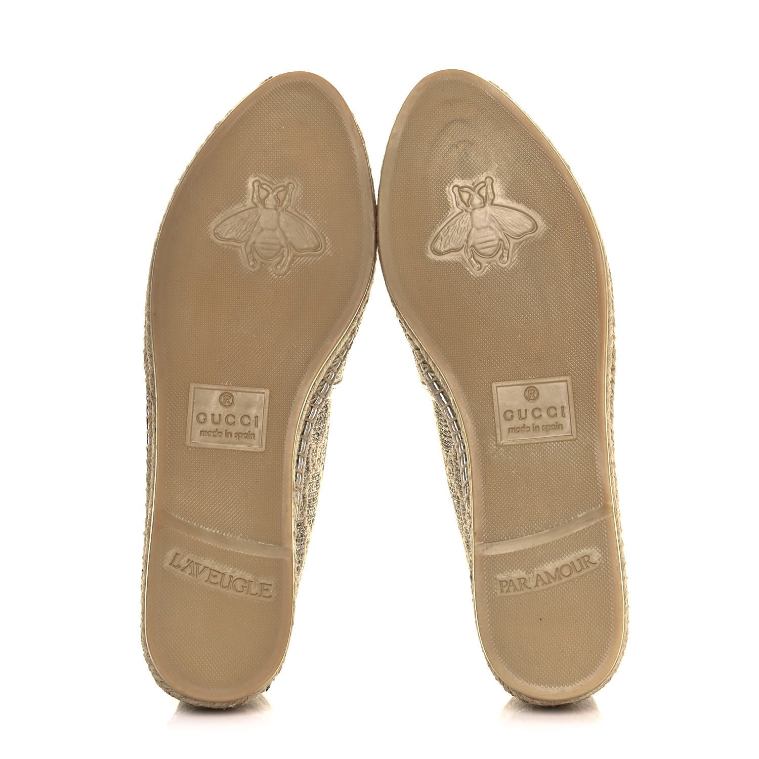 Gucci Lame Nappa GG Monogram Espadrilles 39.5 Silver Beige 5 of 9
