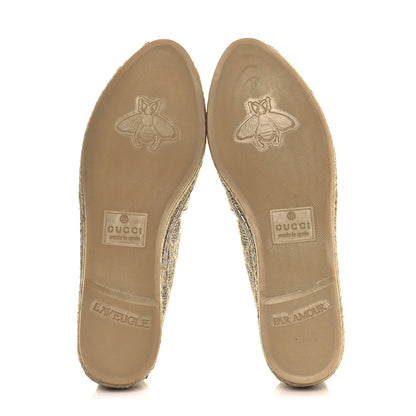 Gucci Lame Nappa GG Monogram Espadrilles 39.5 Silver Beige 5 of 9