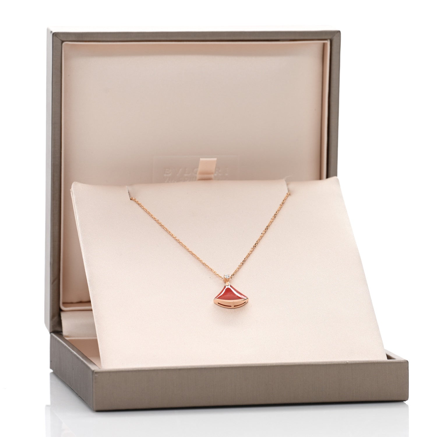 Bulgari 18K Rose Gold Diamond Carnelian Divas' Dream Pendant Necklace 5 of 5