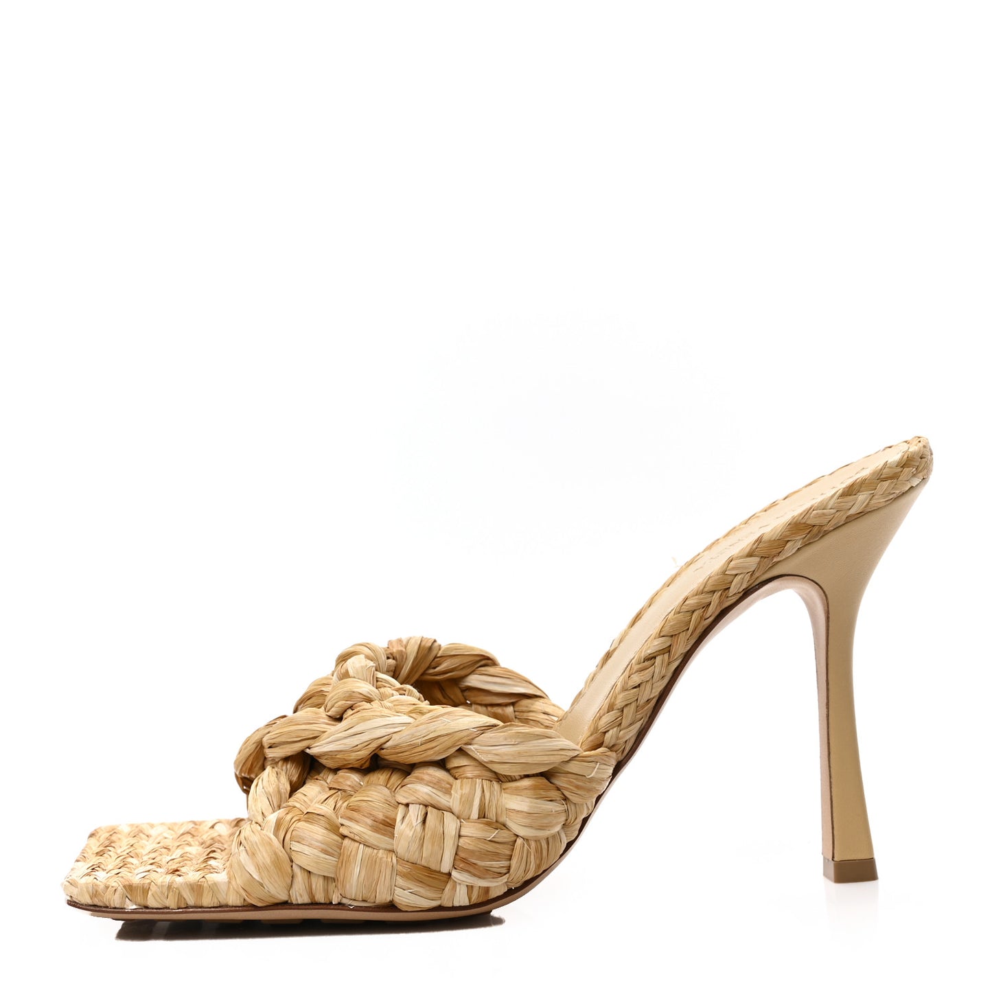 Raffia Twisted Intrecciato Stretch Mule Sandals 41.5 Macadamia