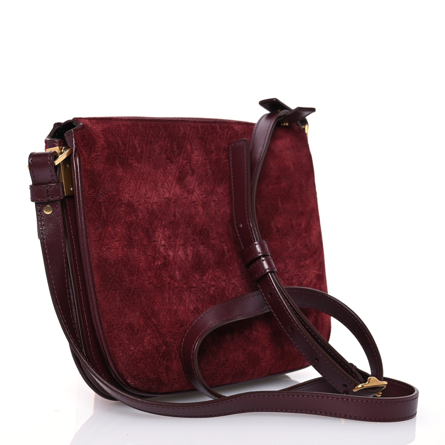 Suede All-Over Monogram Crossbody Burgundy