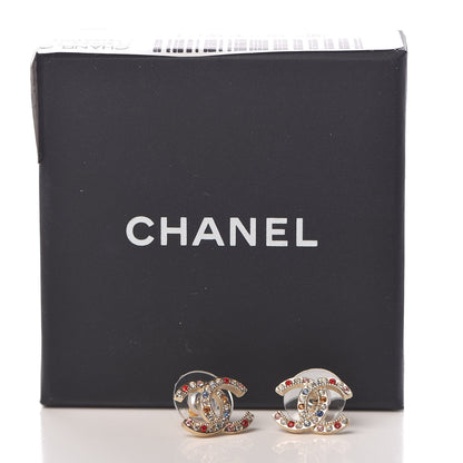 Chanel Crystal CC Earrings Gold Multicolor 5 of 5
