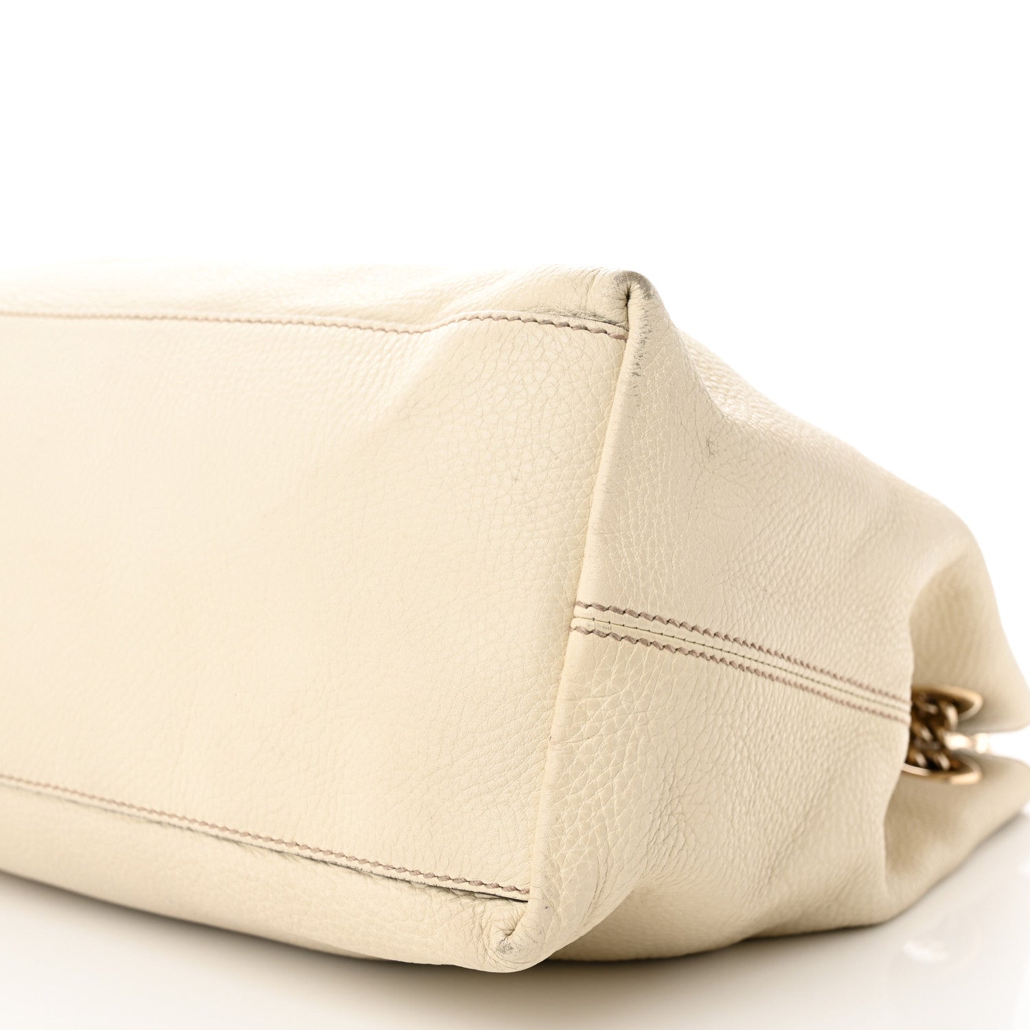 Gucci Pebbled Calfskin Medium Soho Chain Shoulder Bag Off White 10 of 16