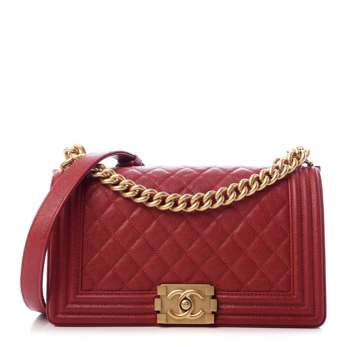 Caviar Quilted Medium Boy Flap Red