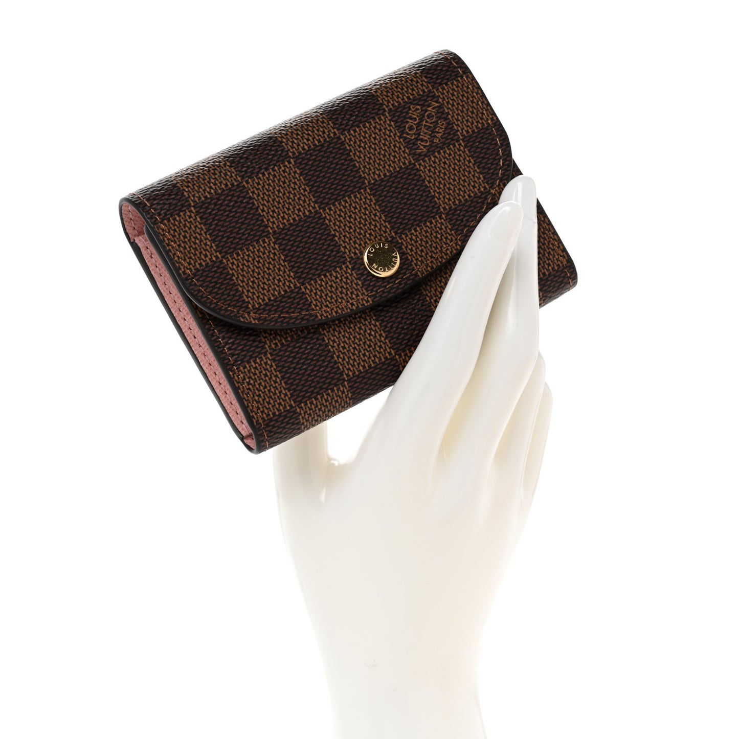 Damier Ebene Rosalie Coin Purse Rose Ballerine