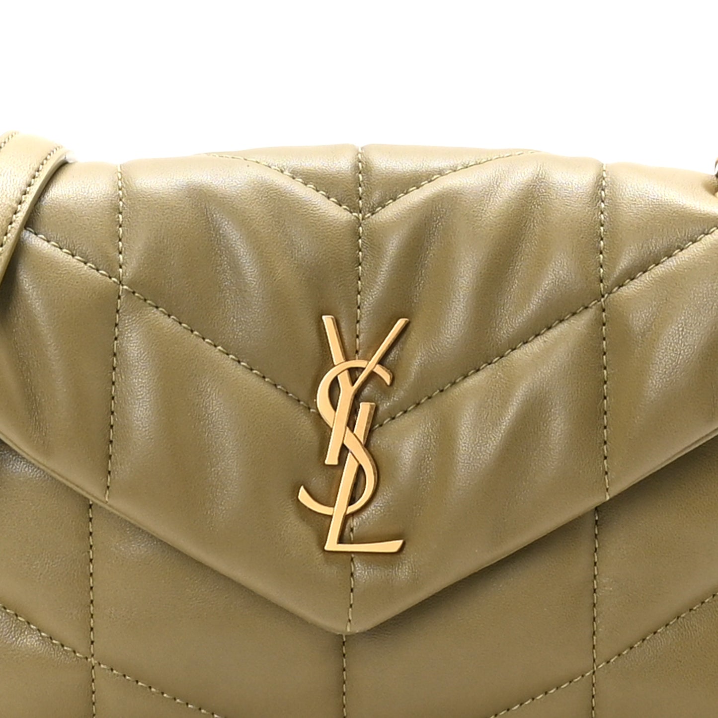 Lambskin Quilted Toy Loulou Puffer Monogram Chain Satchel Hazel Green