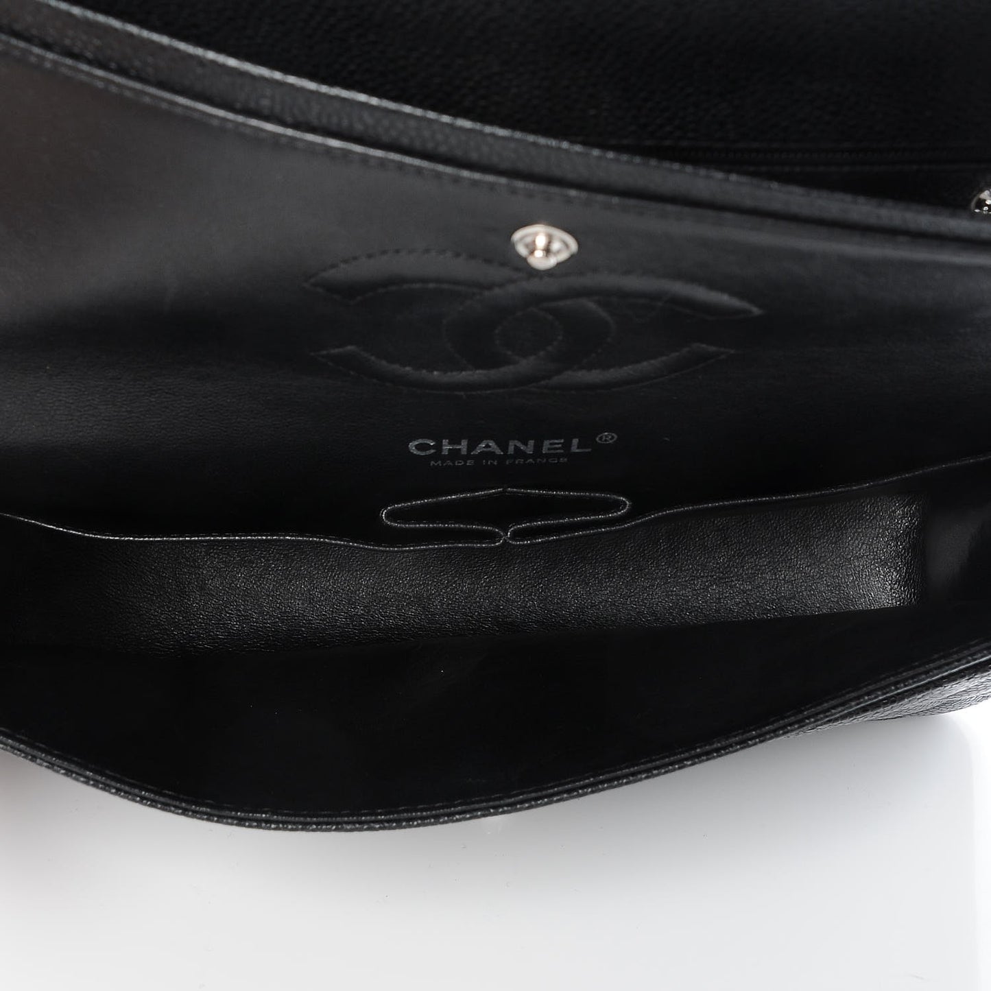 Caviar Quilted Medium Double Flap Black