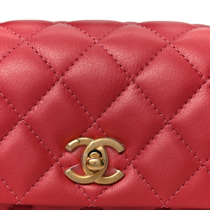 Chanel Metallic Calfskin Quilted Top Handle Flap Dark Pink 9 of 11