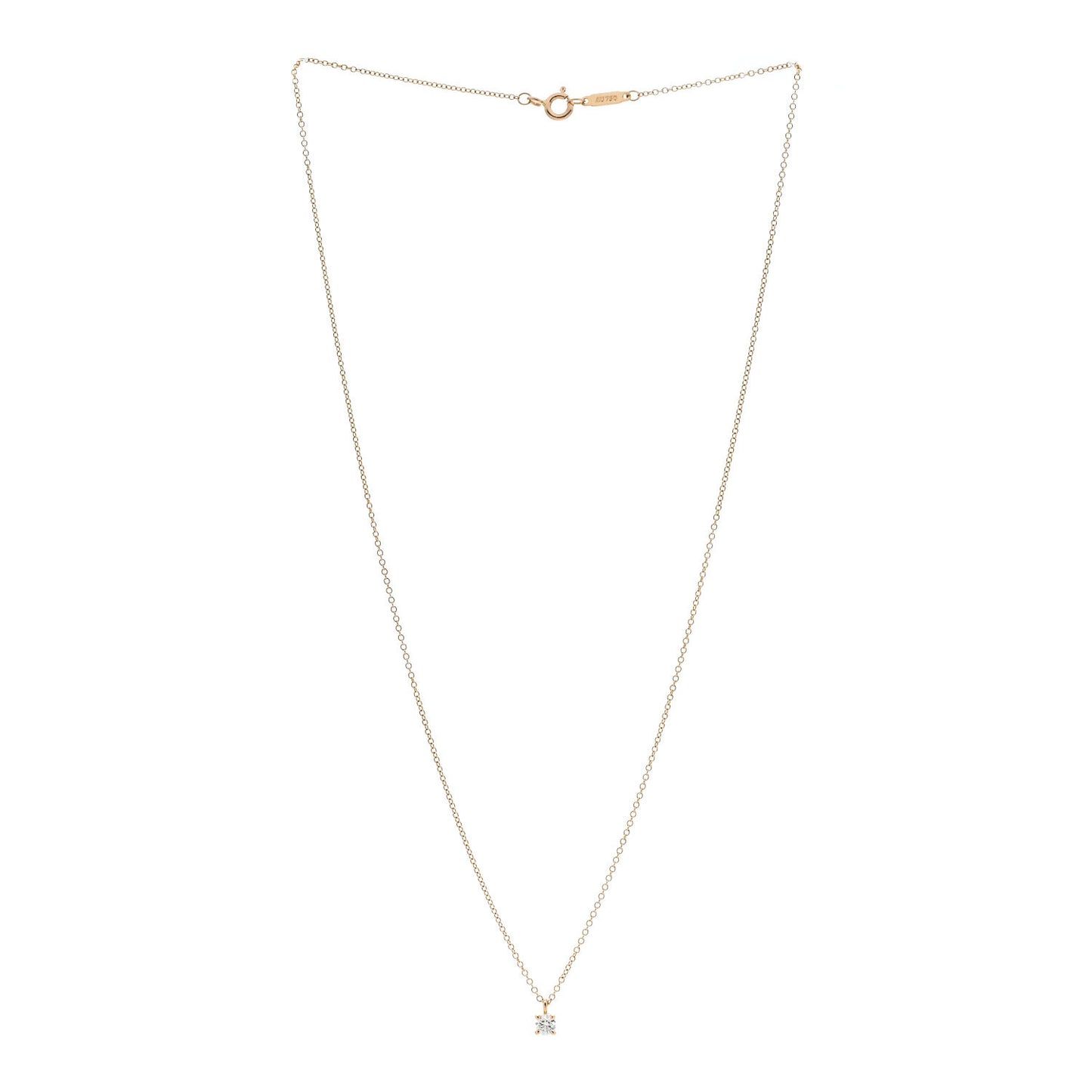 18K Rose Gold Diamond .17ct Solitaire Pendant Necklace