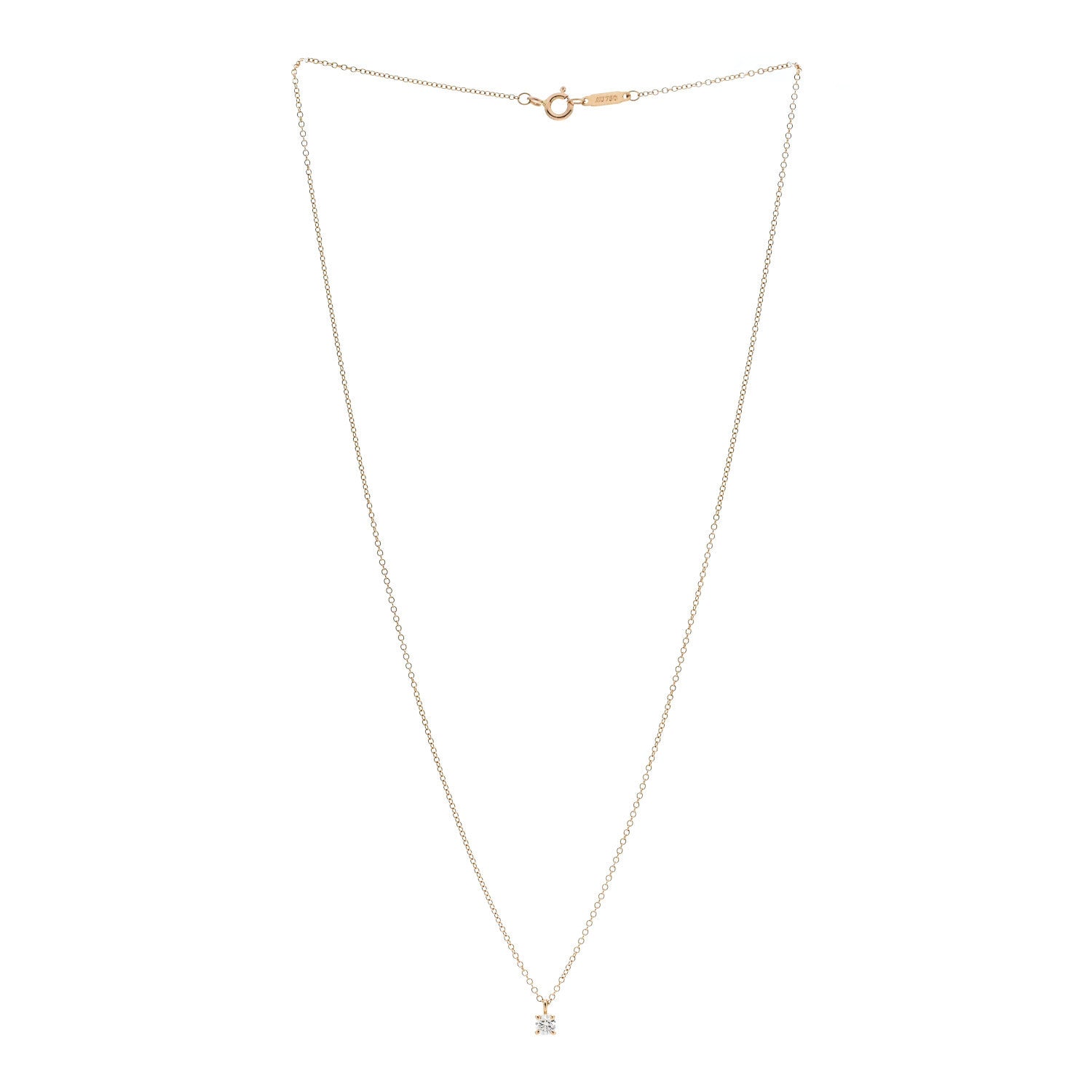 Tiffany 18K Rose Gold Diamond .17ct Solitaire Pendant Necklace 3 of 6