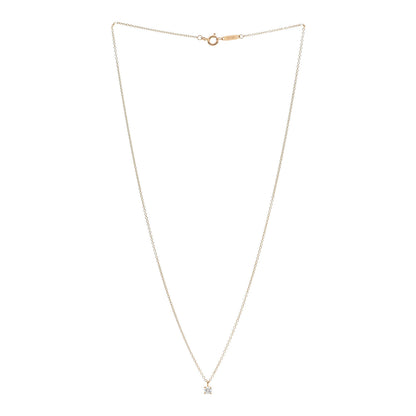 Tiffany 18K Rose Gold Diamond .17ct Solitaire Pendant Necklace 3 of 6