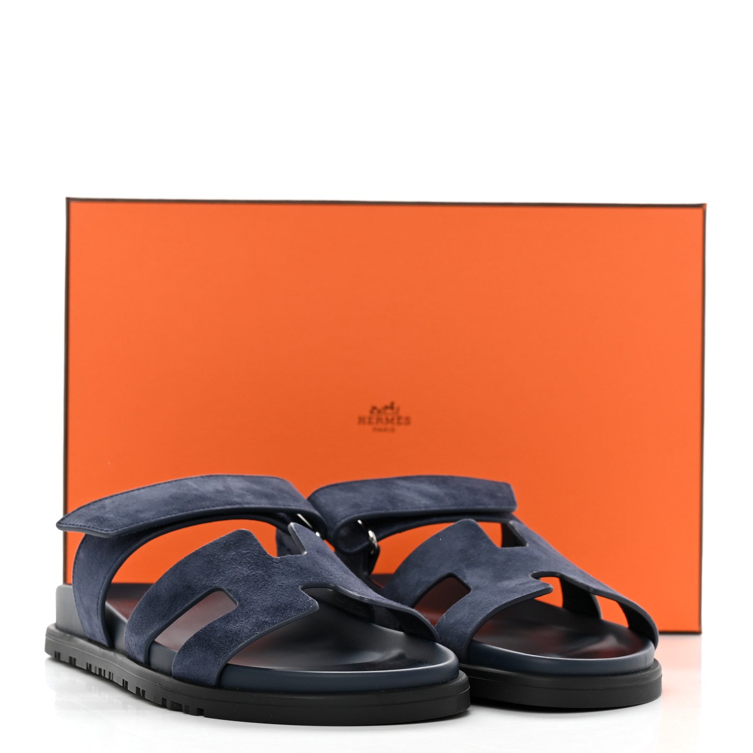 Hermes Suede Goatskin Womens Chypre Sandals 37.5 Bleu Celeste 10 of 10