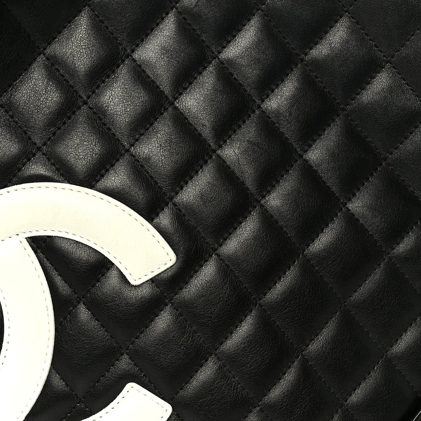 Calfskin Quilted Medium Cambon Messenger Black White