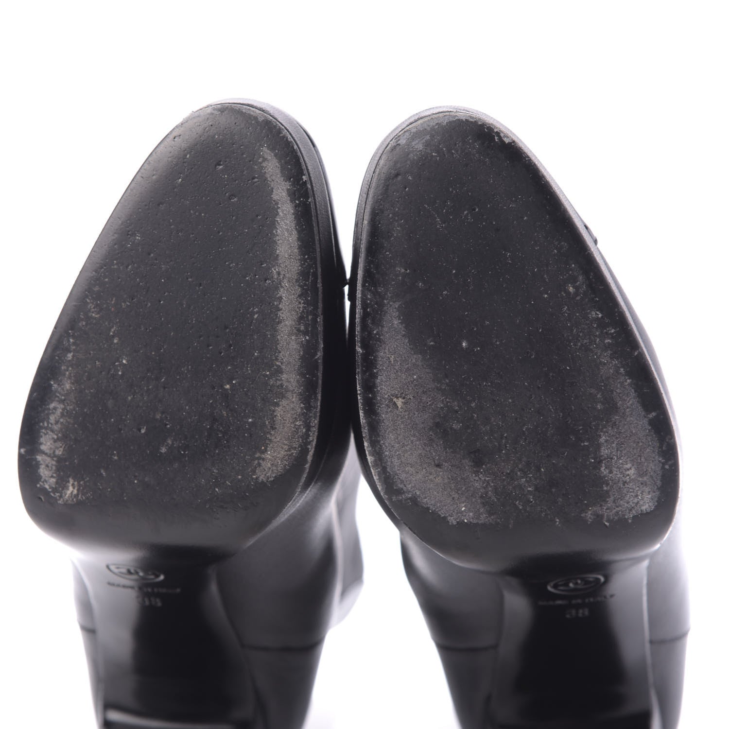 Chanel Lambskin Patent Cap Toe Pearl CC Ankle Boots 38 Black 8 of 13