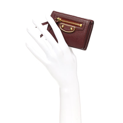 Balenciaga Chevre Gold Metallic Edge Hardware City Mini Wallet Bordeaux 2 of 8