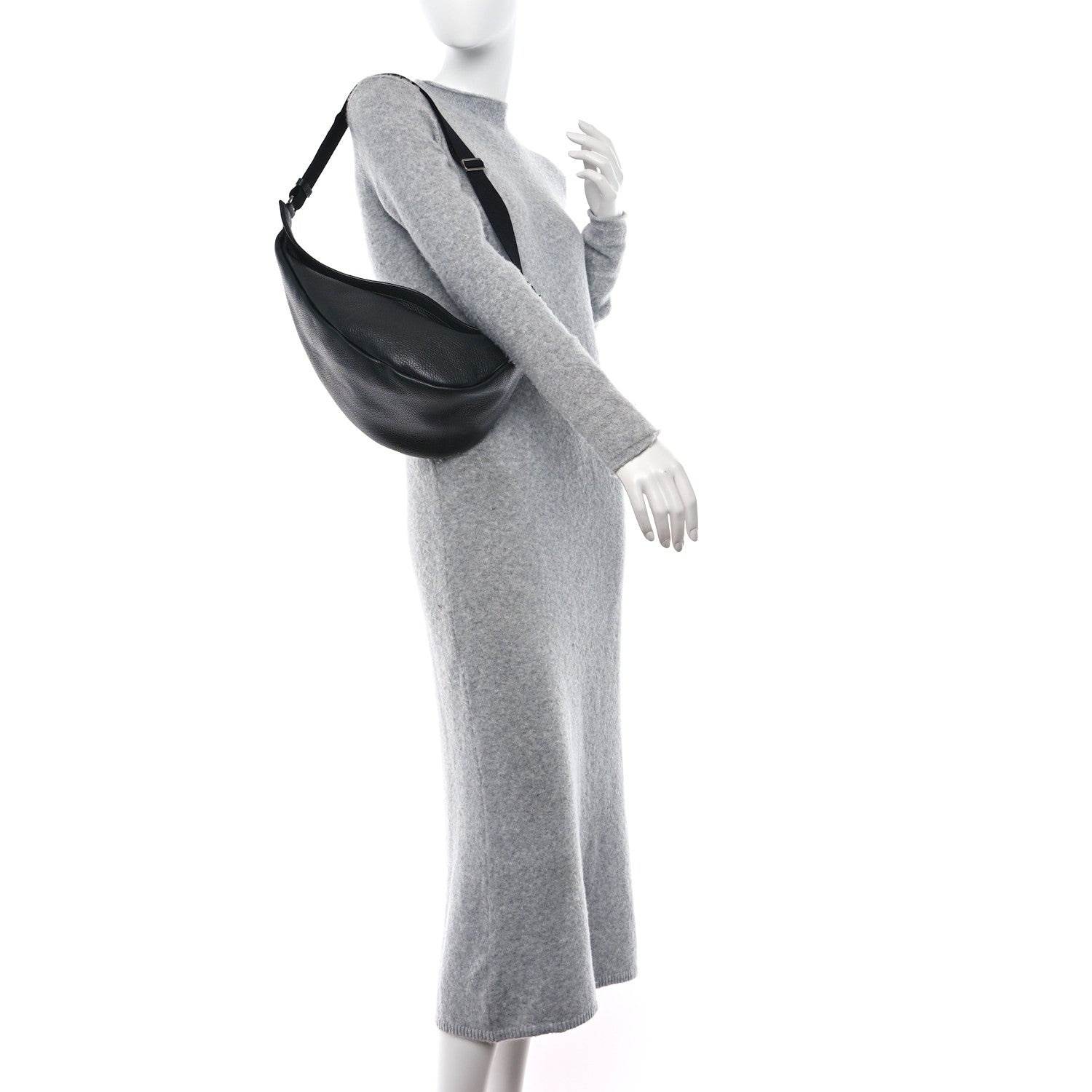 The Row Grained Calfskin Large Slouchy Banana Bag Black 3 of 10