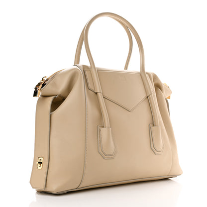 Givenchy Smooth Calfskin Medium Antigona Lock Duffle Bag Beige 3 of 10