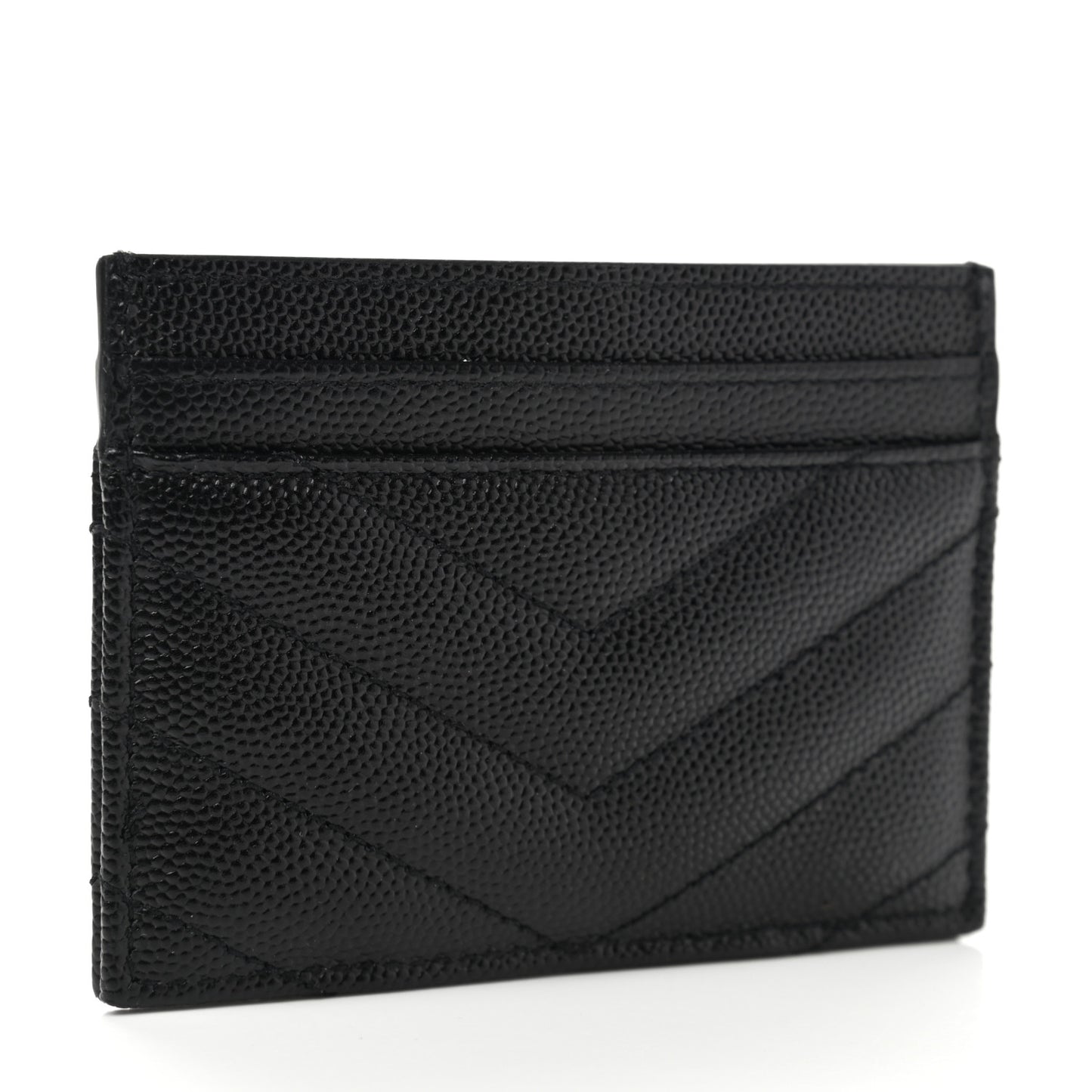 Grain De Poudre Matelasse Chevron Monogram Credit Card Case Black