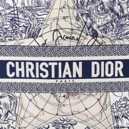 Christian Dior Canvas Embroidered Large Around The World Book Tote Blue 8 of 10