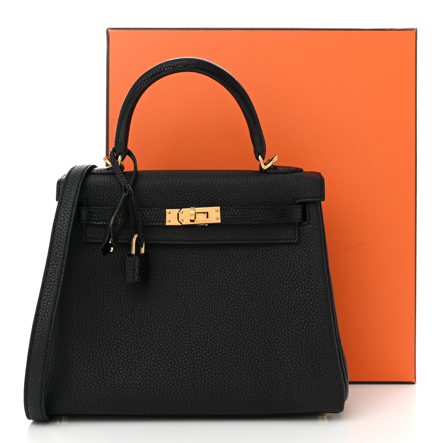 Togo Lizard Kelly Retourne Touch 25 Black Black