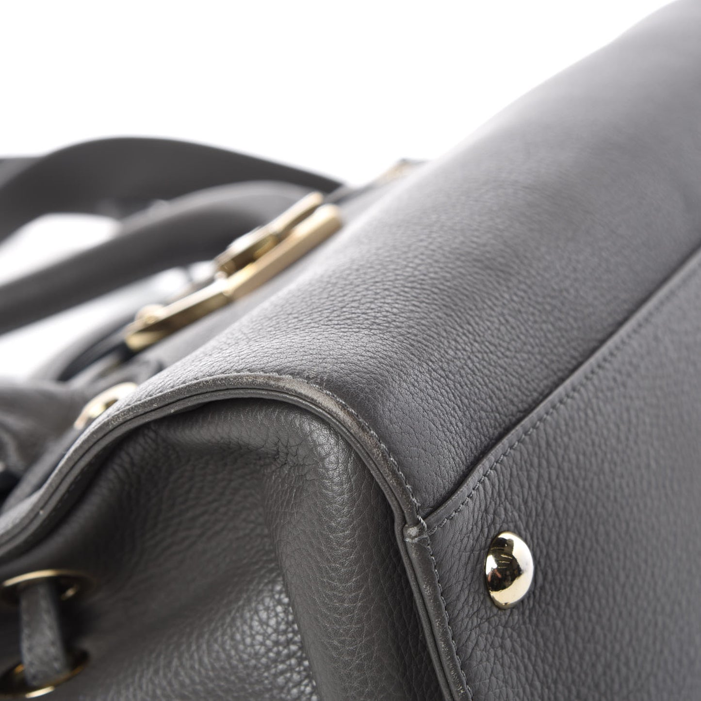 Grainy Calfskin Large Rosalie Satchel Grey