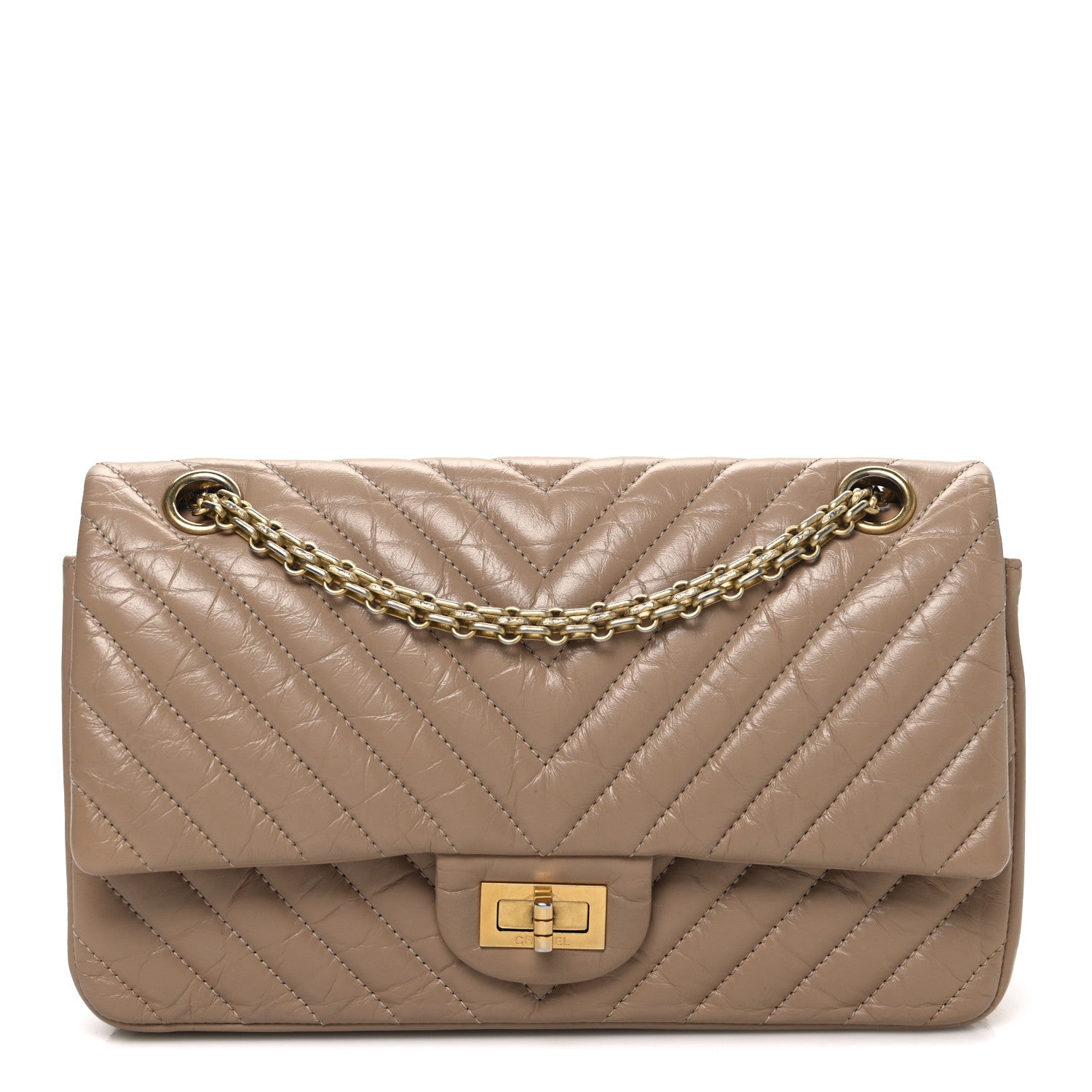 Chanel Aged Calfskin Chevron Quilted 2.55 Reissue 225 Flap Beige 1 of 9