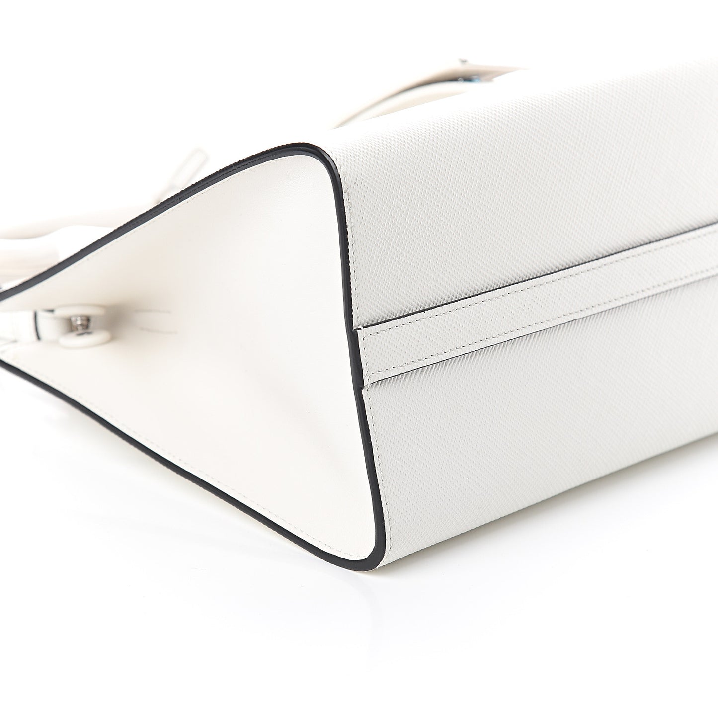 Saffiano Cuir Calfskin Small Monochrome Top Handle Tote White