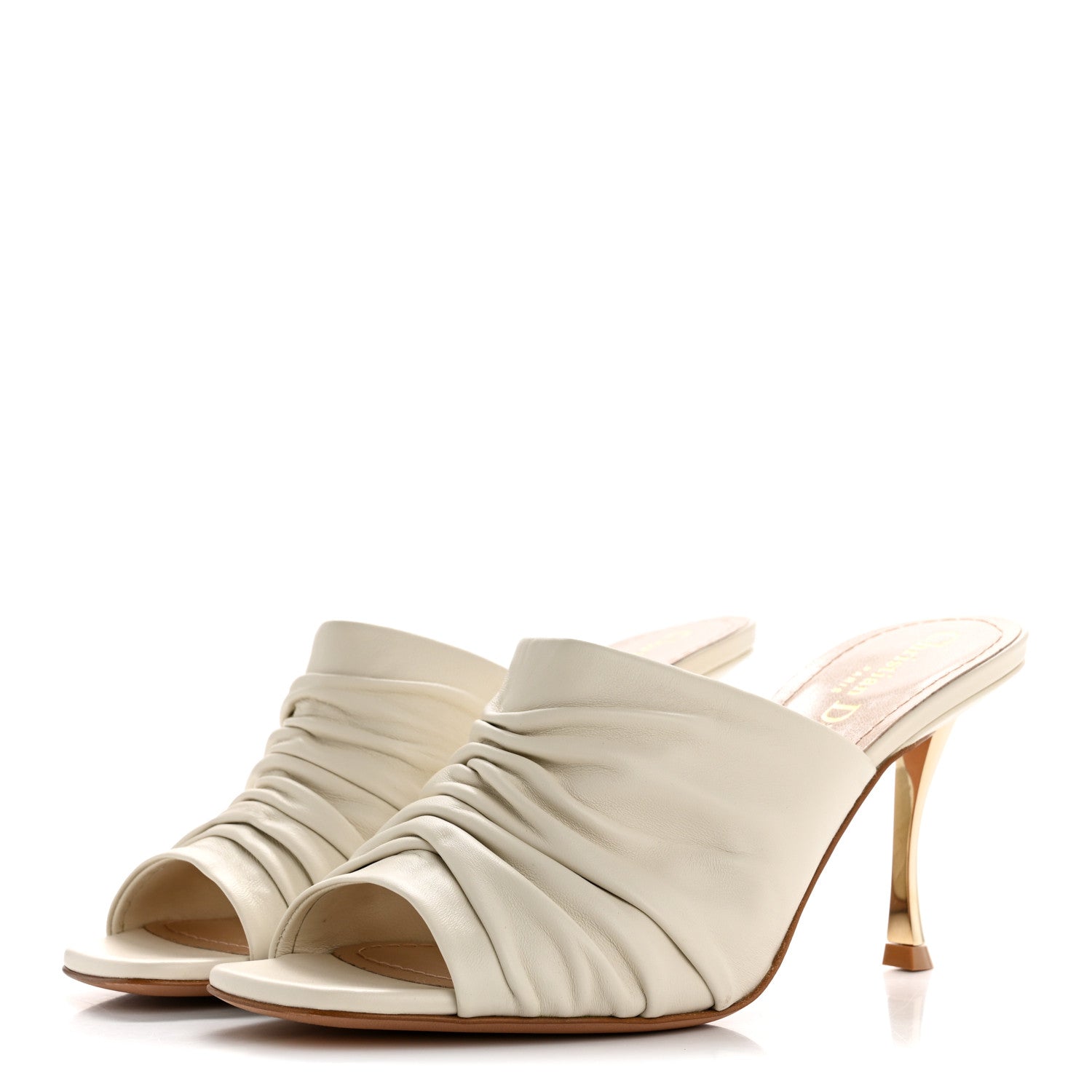 Christian Dior Lambskin D-Fame Mule Sandals 38 Off White 4 of 10